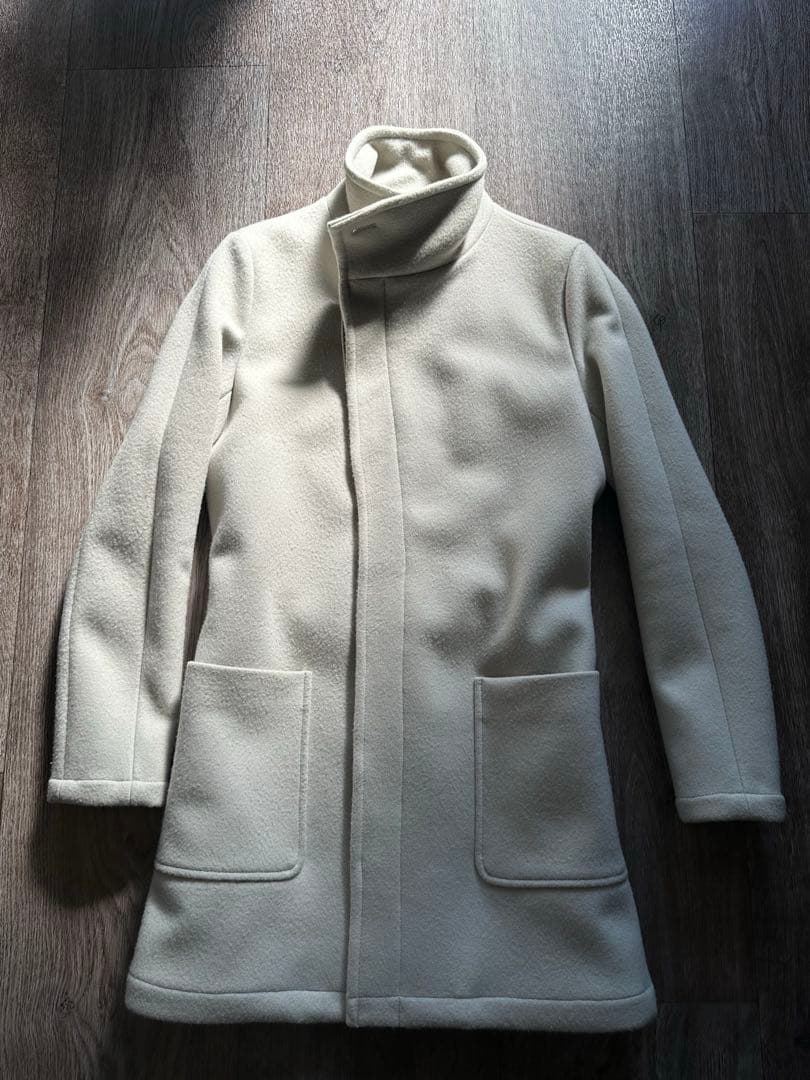 ジュンハシモトjunhashimoto スタンドカラーコート　アイボリーホワイト