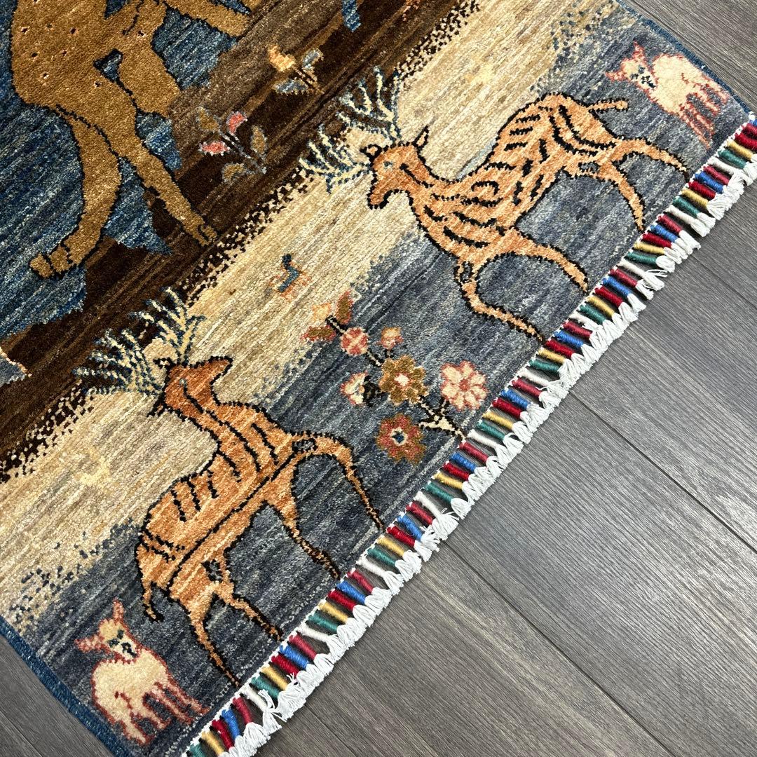 123x85cmペルシャラグ手織り絨毯アフガンガズニファインウールペルシャヒョウ