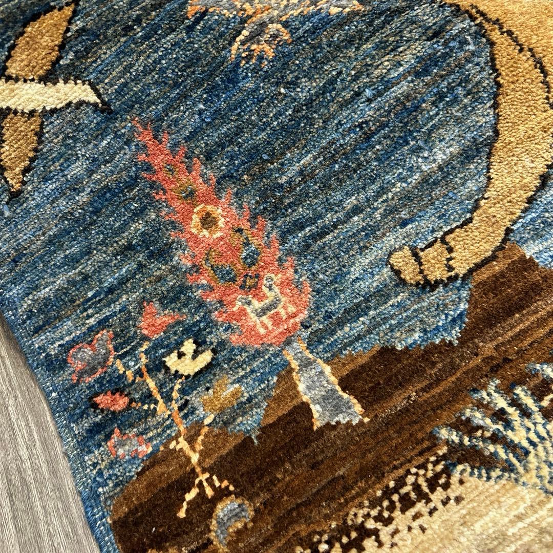 123x85cmペルシャラグ手織り絨毯アフガンガズニファインウールペルシャヒョウ