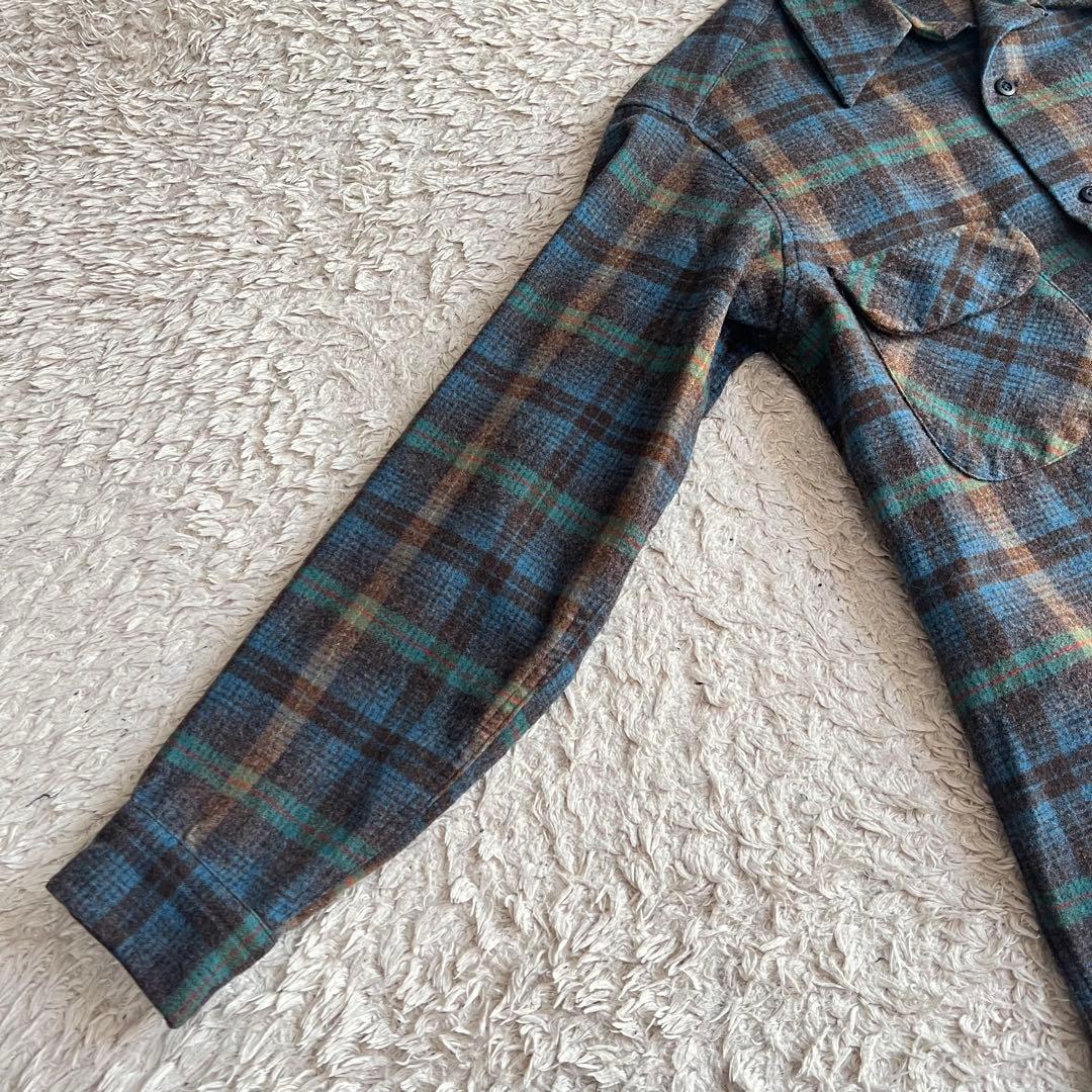 70's /ペンドルトン/ボードシャツ/開襟/ブルー/チェック/