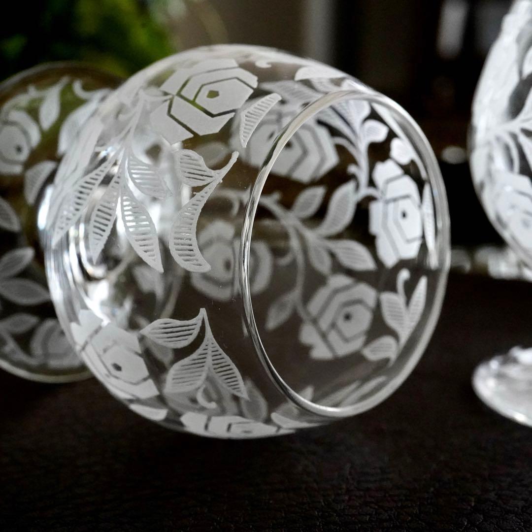 美品オールドバカラBACCARAT★フォントネ ローズ ワイングラス★ペア希少