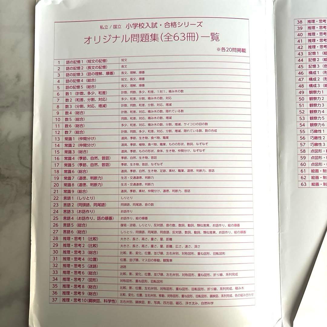 伸芽会 オリジナル問題集 小学校入試 合格シリーズ 全63冊セット　改訂版