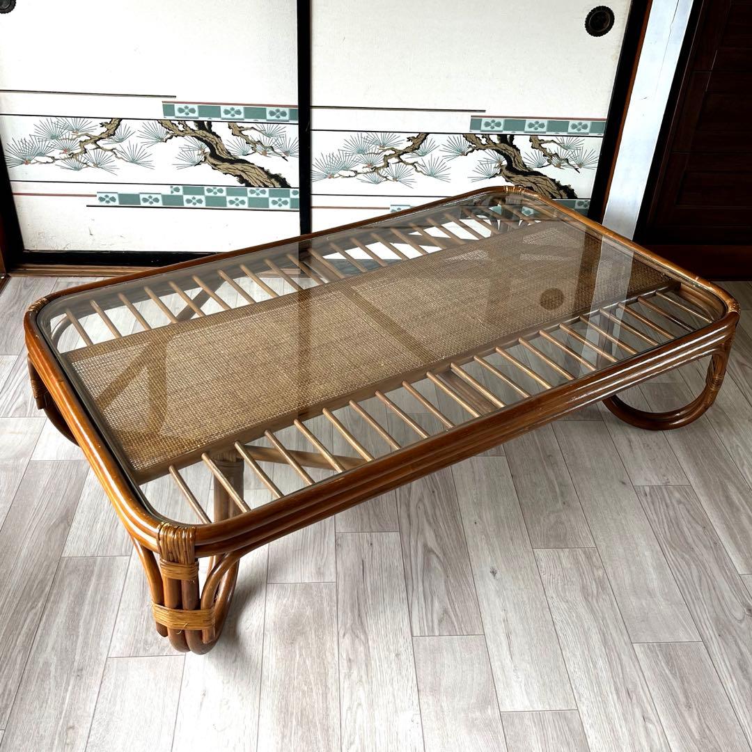 藤ラタン　ローテーブル　センターテーブル