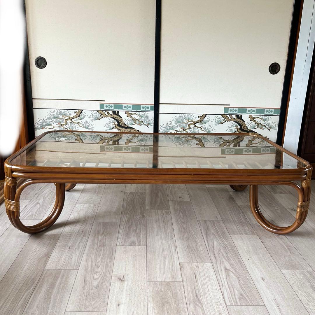 藤ラタン　ローテーブル　センターテーブル