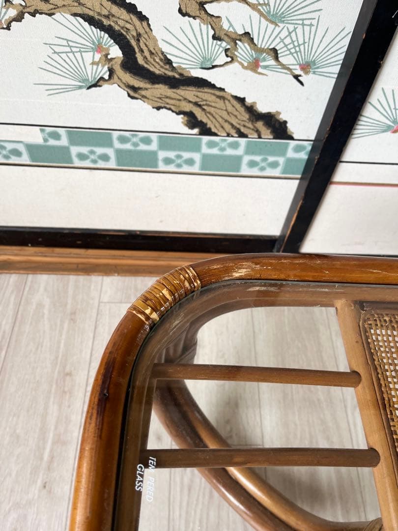 藤ラタン　ローテーブル　センターテーブル