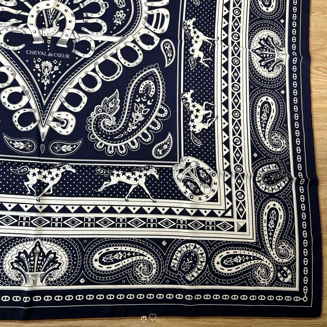 新品　新作エルメス　カレ140　ジェアン　シュヴァルドゥクールバンダナ　カシシル