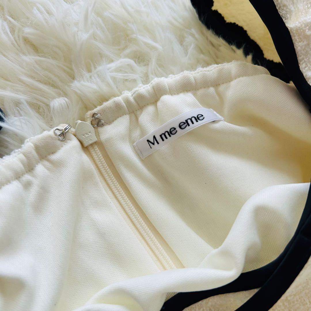 ワンピース Mme eme Ribbon trim tweed mini onepiece