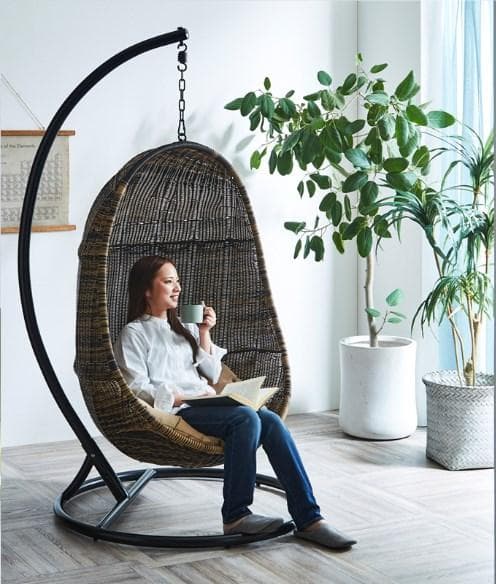 《直接引取》【超美品】ハンギングチェア ラタン調 自立式 ハンギングチェアー