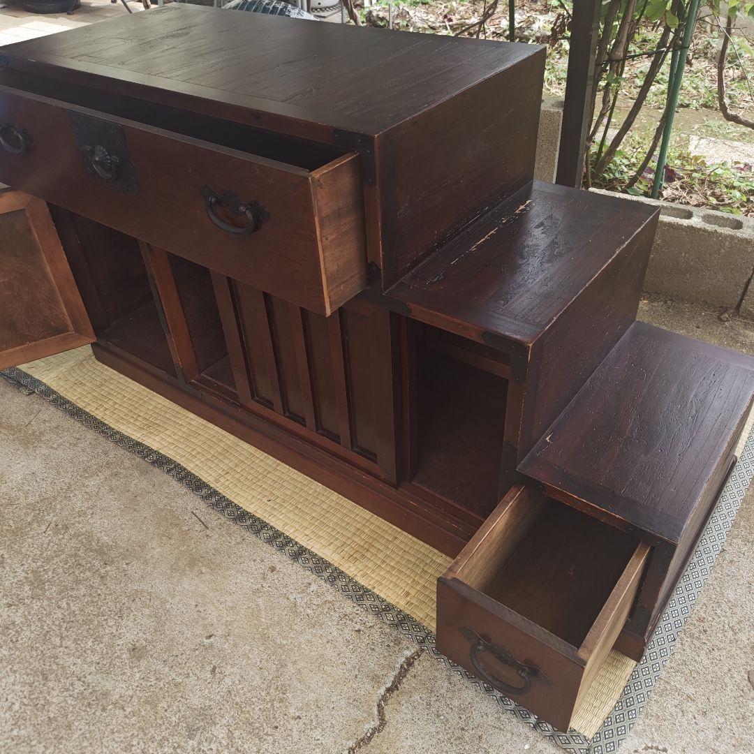 昭和レトロ　階段桐タンス　飾り棚　古民家　当時物　W117㌢