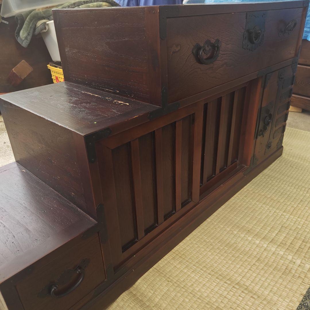 昭和レトロ　階段桐タンス　飾り棚　古民家　当時物　W117㌢