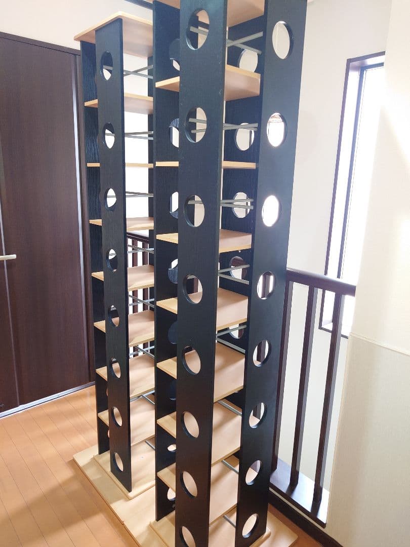 【引取り限定】2台360°回転 8段タワー多目的ラックブラック コミック 書棚