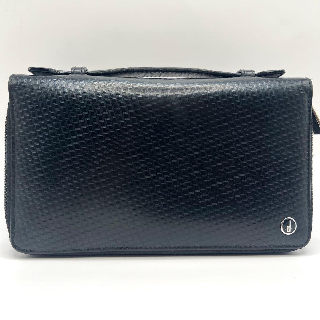 極美品✨ ダンヒル レザー ラウンドファスナー オーガナイザー 財布 ブラック