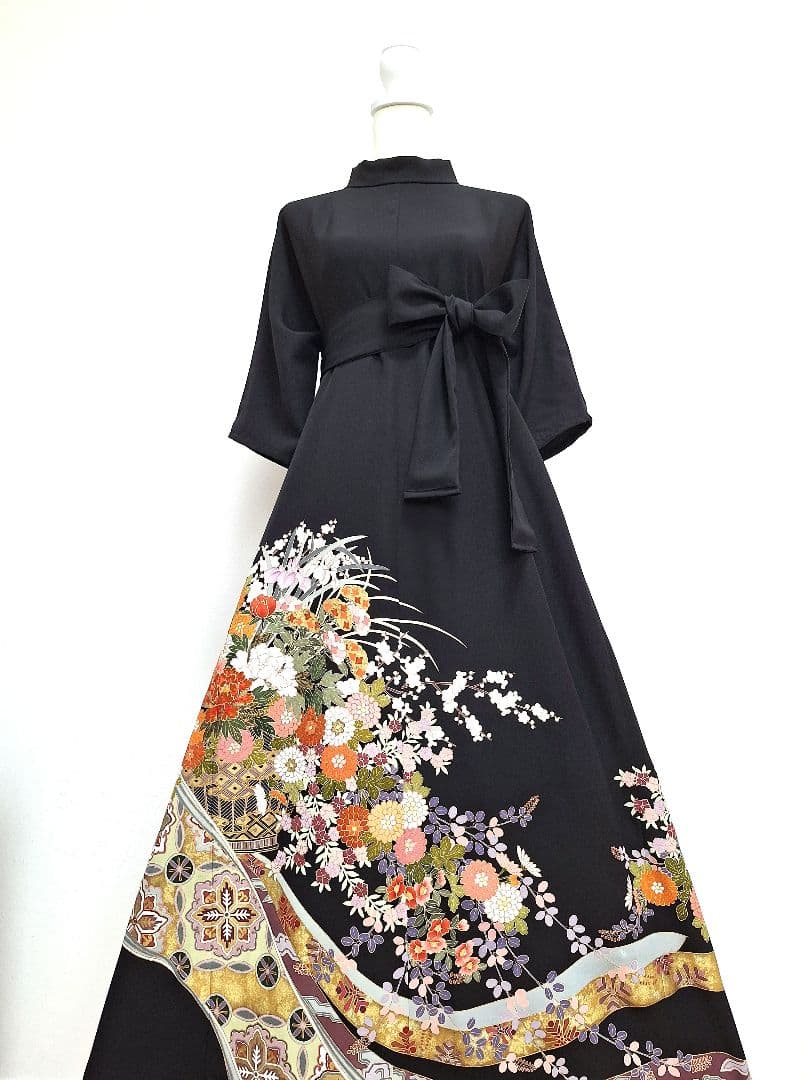 着物リメイクワンピース3695