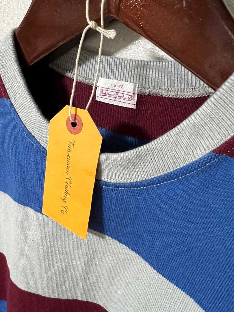 トップス butcher products WIDE STRIPED TEE 42