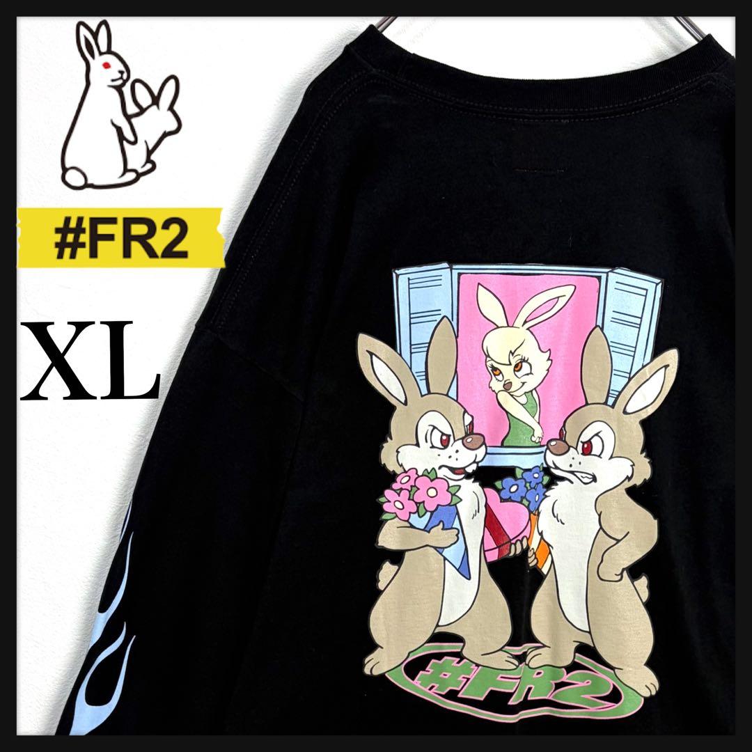 【美品】FR2 ビッグロゴ ロンT ファイヤーパターン 希少XL 人気デザイン