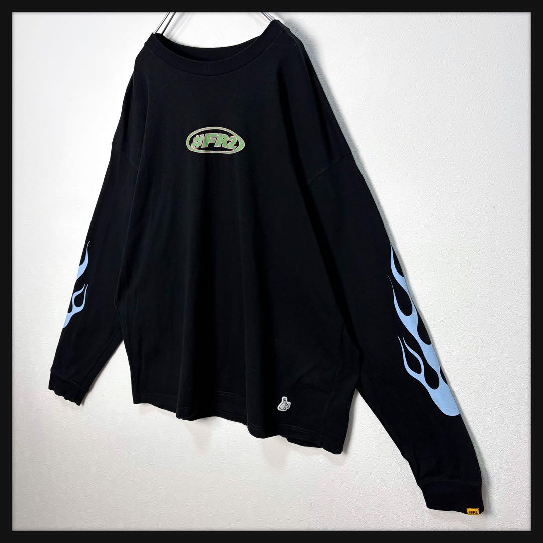 【美品】FR2 ビッグロゴ ロンT ファイヤーパターン 希少XL 人気デザイン