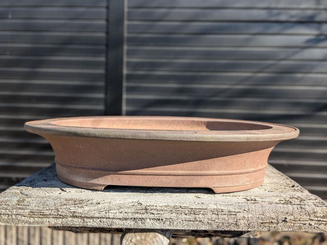 盆栽鉢 喜仙造　外縁胴紐楕円形