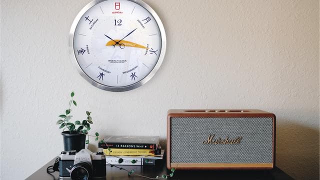 【新品・未使用】１周で168時間。曜日と１週間の時間経過がひと目でわかる掛時計