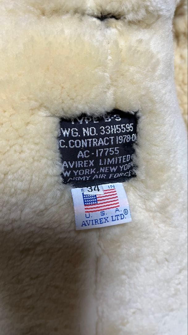AVIREX B-3 ムートンジャケット フライトジャケット