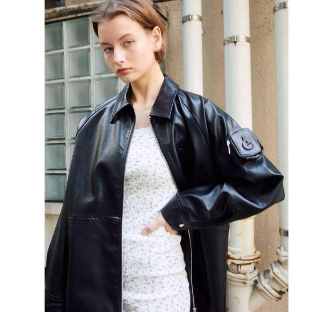 【美品】épine leather jacket レザー ジャケット ブラック