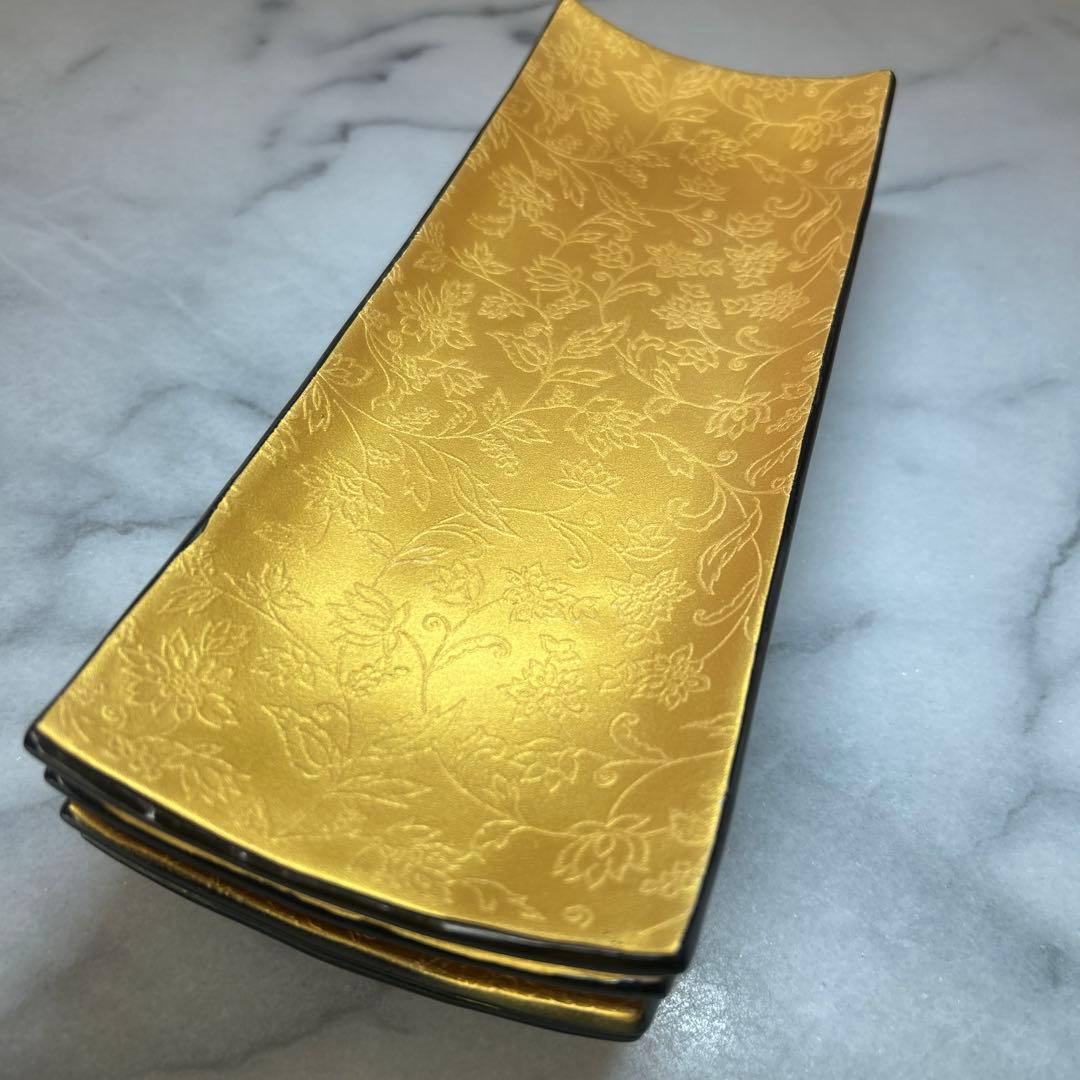 Ninja 29cmレクタングルトレー　ゴールド　長角皿 4枚　シック