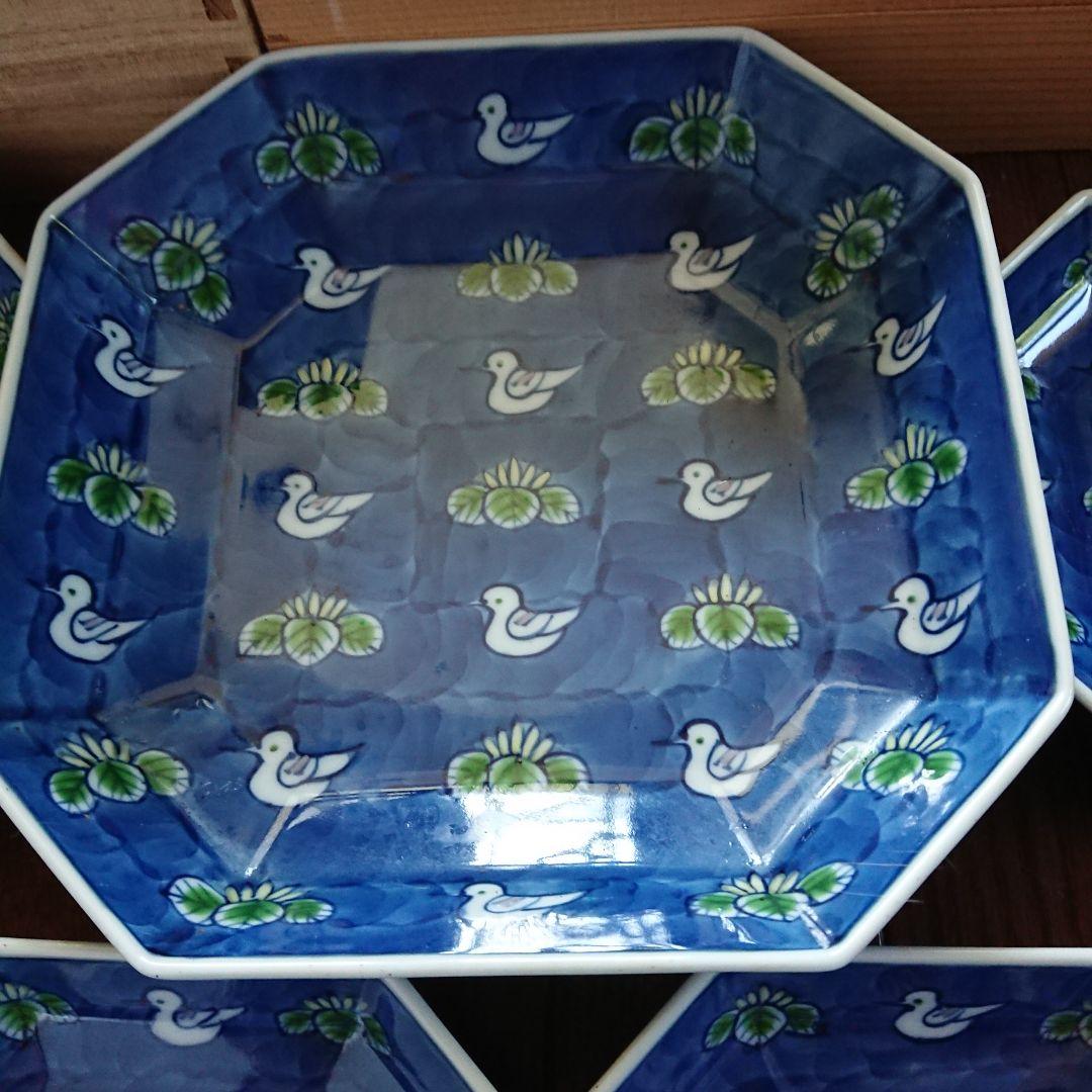 有田焼 源右衛門 染錦水鳥図 皿 大、中、小