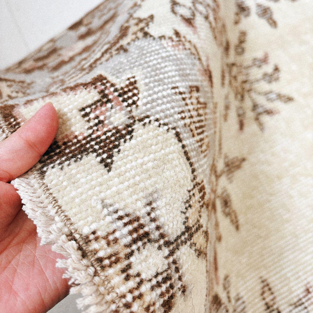 トルコ　ヴィンテージラグ　グレー　メダリオン