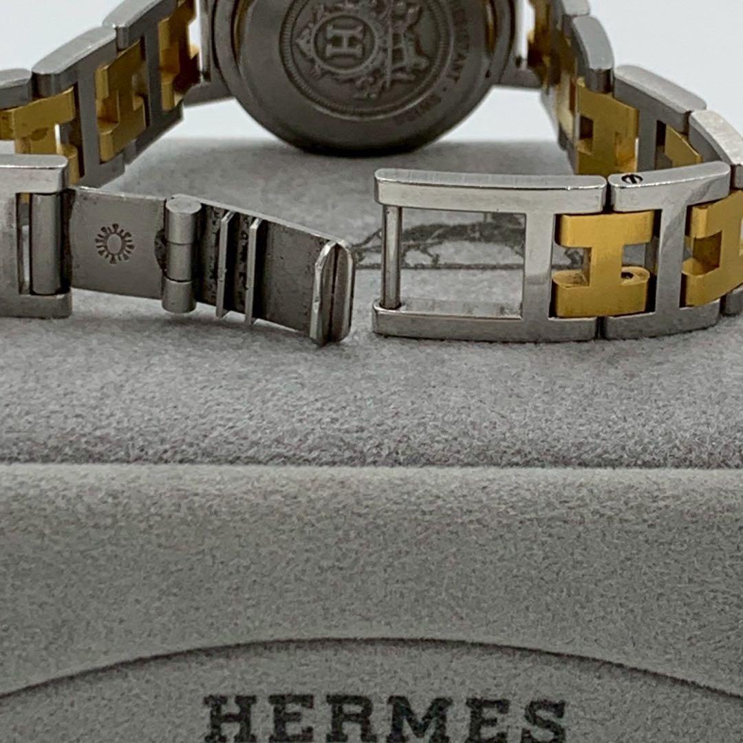 美品 エルメス クリッパー コンビ 白文字盤 デイト 腕時計 ラウンドフェイス