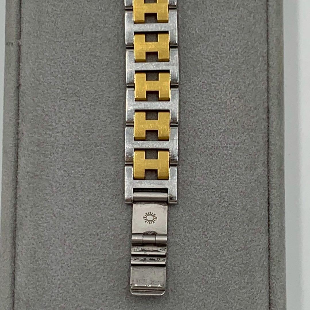 美品 エルメス クリッパー コンビ 白文字盤 デイト 腕時計 ラウンドフェイス