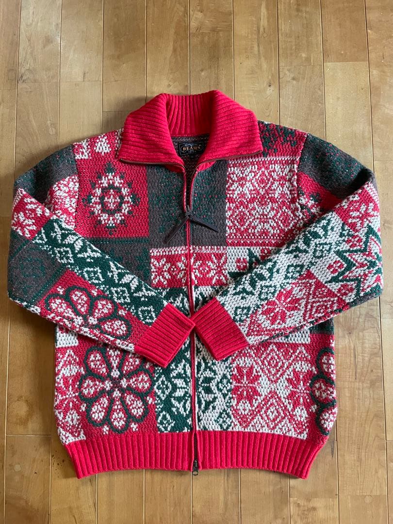 BEAMS PLUS ジップカーディガンダブルジャカード Mサイズ