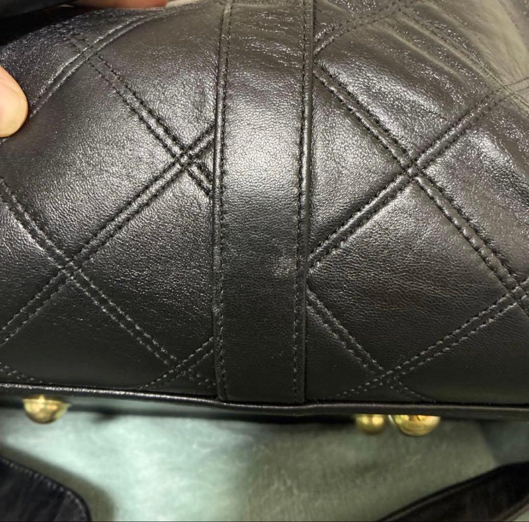 T*K様 CHANEL ヴィンテージ 黒 キルティング ロゴ レザー ボストンバ