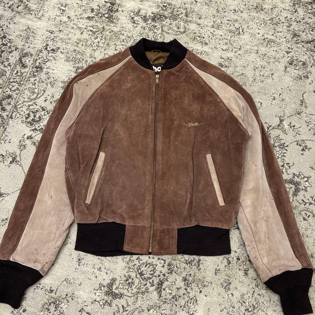 SCHOTT 70s IDEAL ロゴ刺繍 スエード 40 米国製　スタジャン