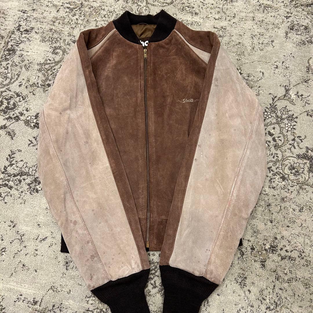 SCHOTT 70s IDEAL ロゴ刺繍 スエード 40 米国製　スタジャン