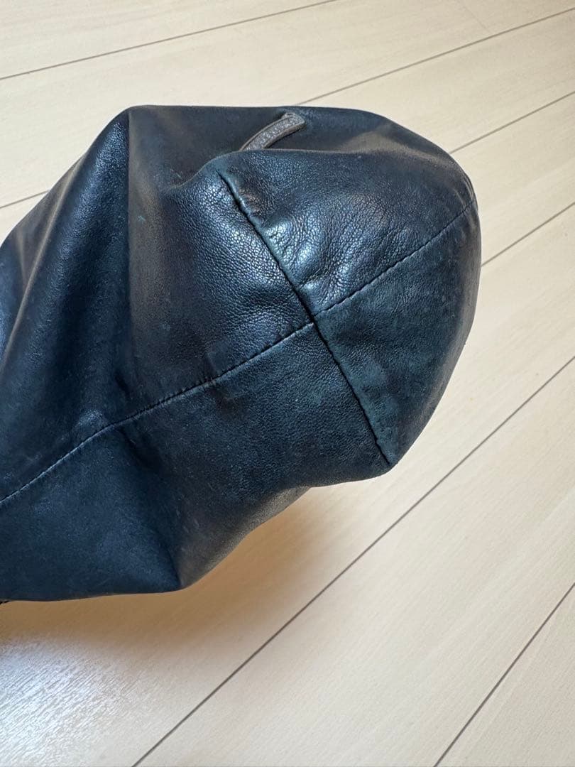 クロスパッチドローストリングサックレザー巾着ハンドバッグ