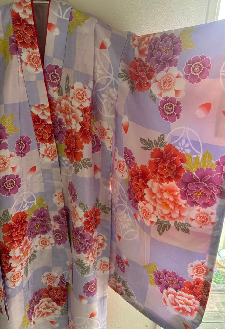 七五三用着物 花柄　ピンク　紫