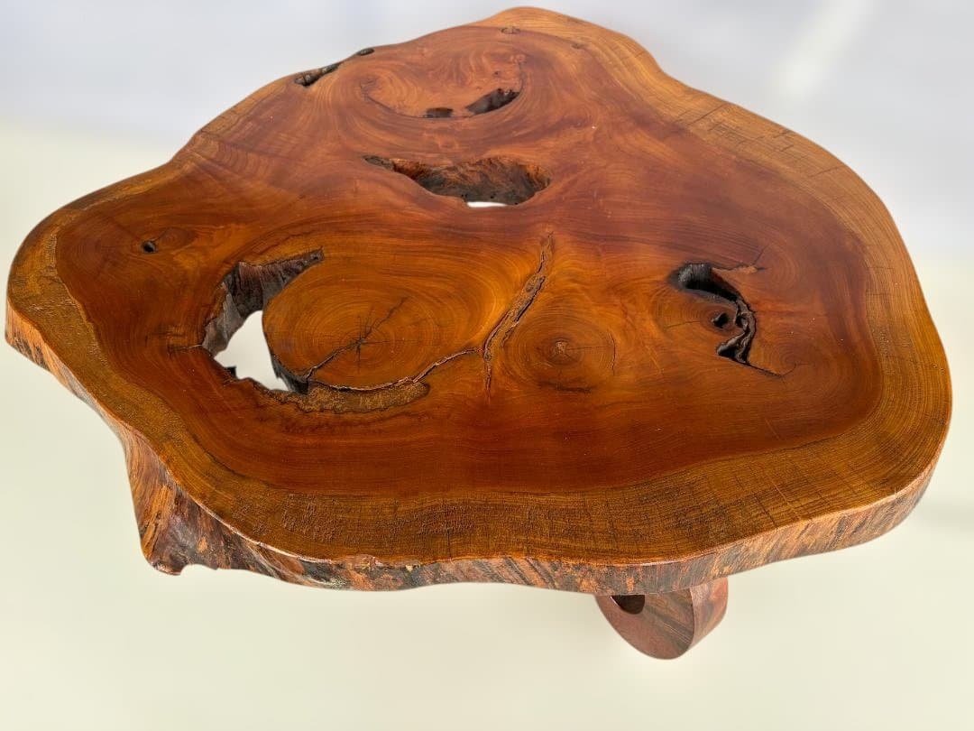 天然木 一枚板 銘木 猫足　欅 座卓 ローテーブル 飾台 古民家　01d145