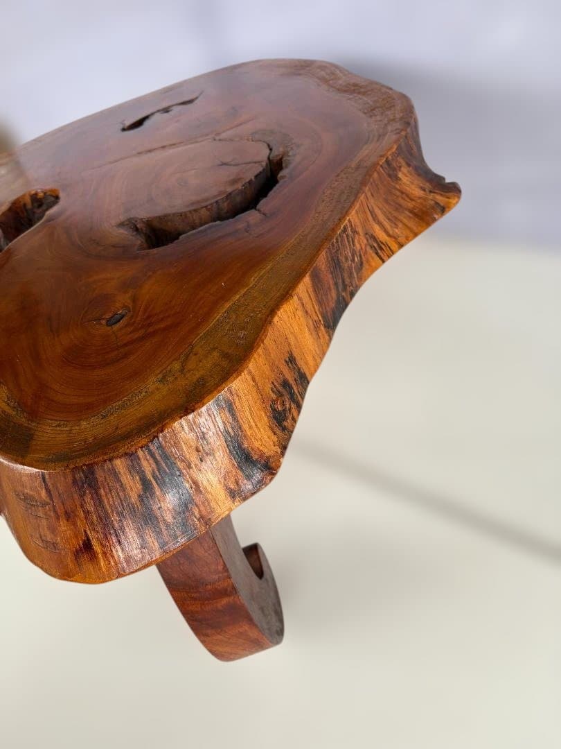 天然木 一枚板 銘木 猫足　欅 座卓 ローテーブル 飾台 古民家　01d145