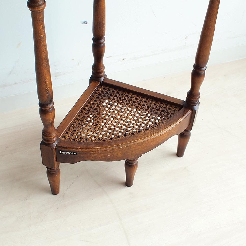 90s カリモク コロニアル コーナー 花台 フラワースタンド ZR24035