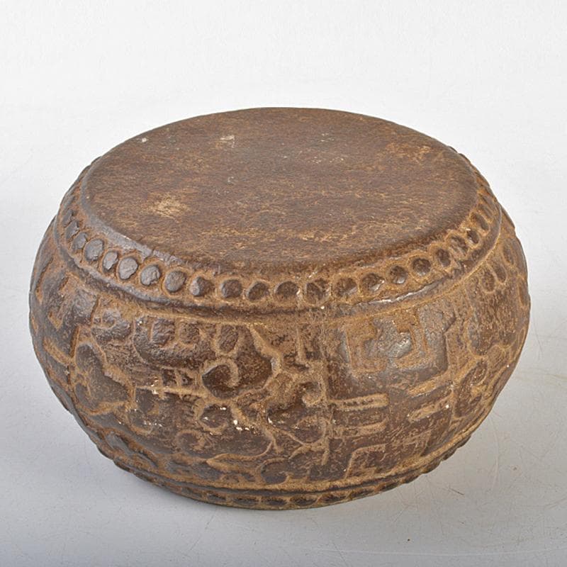 中国　書道具　太鼓形硯　端渓硯　M　R7350