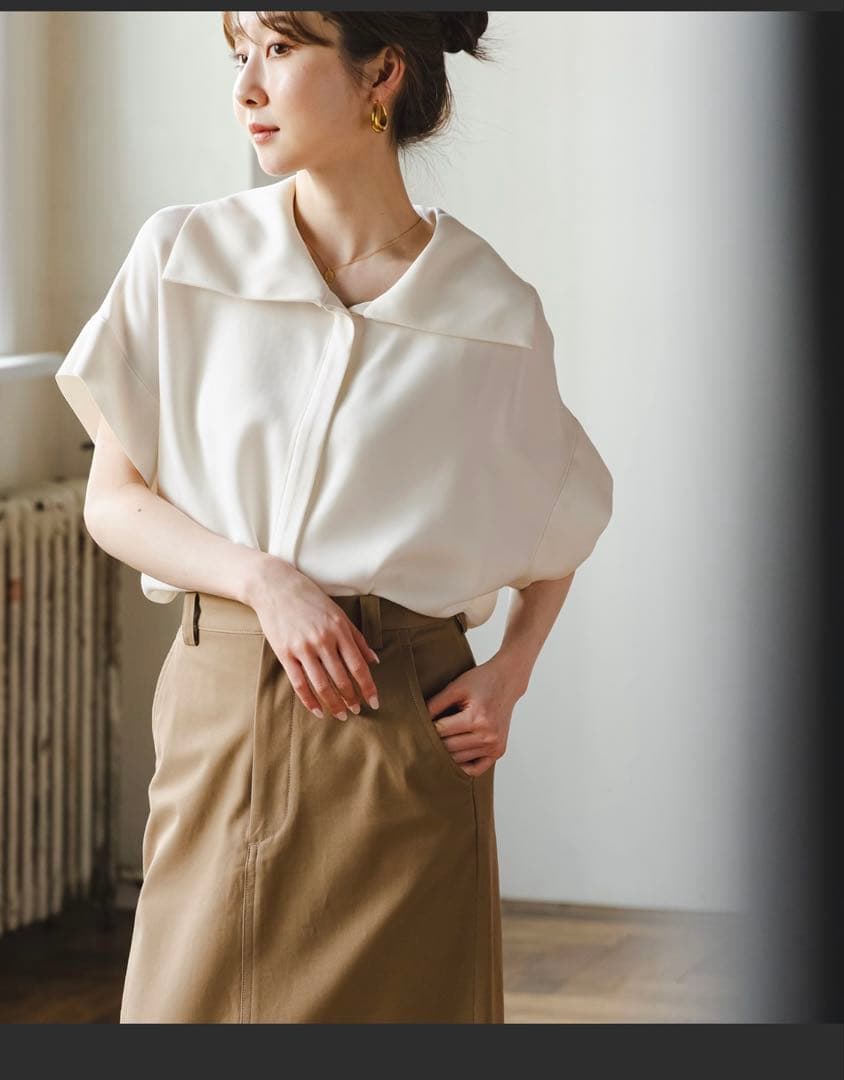 noble 2WAYワイドカラーキュプラブラウス