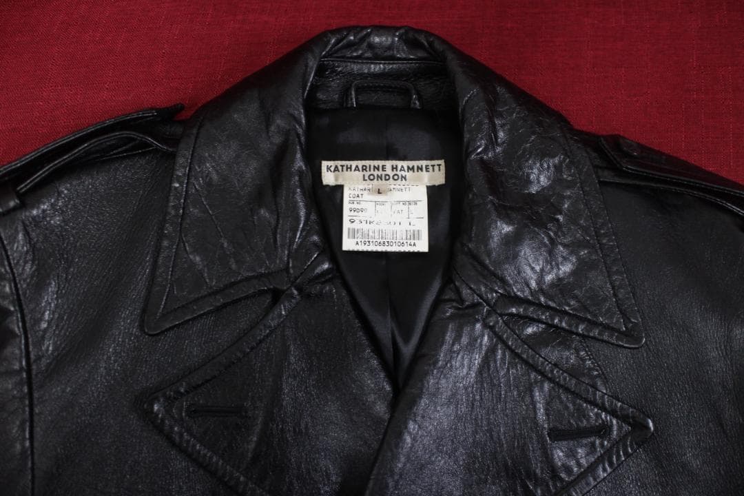 キャサリン ハムネット　レザー ロングコート　羊革　Lサイズ