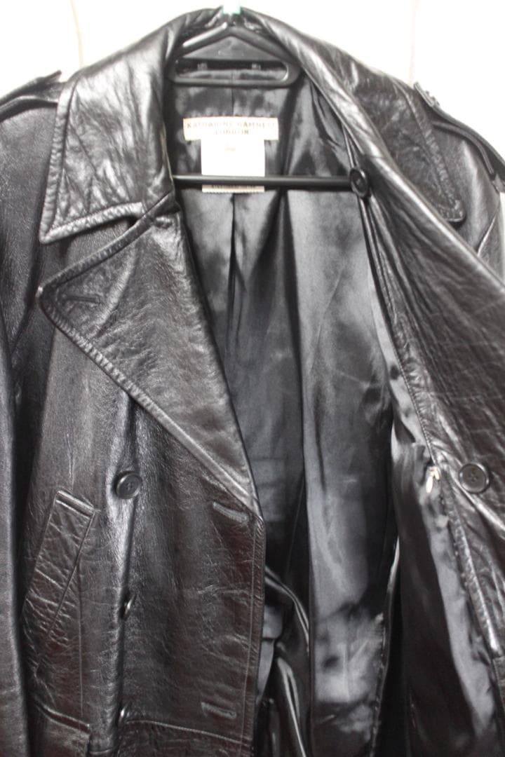 キャサリン ハムネット　レザー ロングコート　羊革　Lサイズ