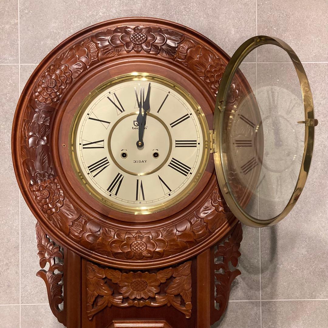 beacon 掛時計 木製 ボンボン ゼンマイ式 木彫 特大 126㎝ 貴重