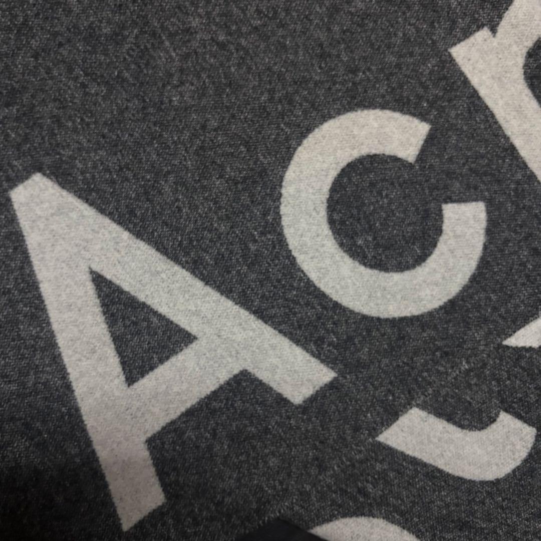 美品Acne studios ロゴジャガードスカーフ マフラー グレー/ブラック