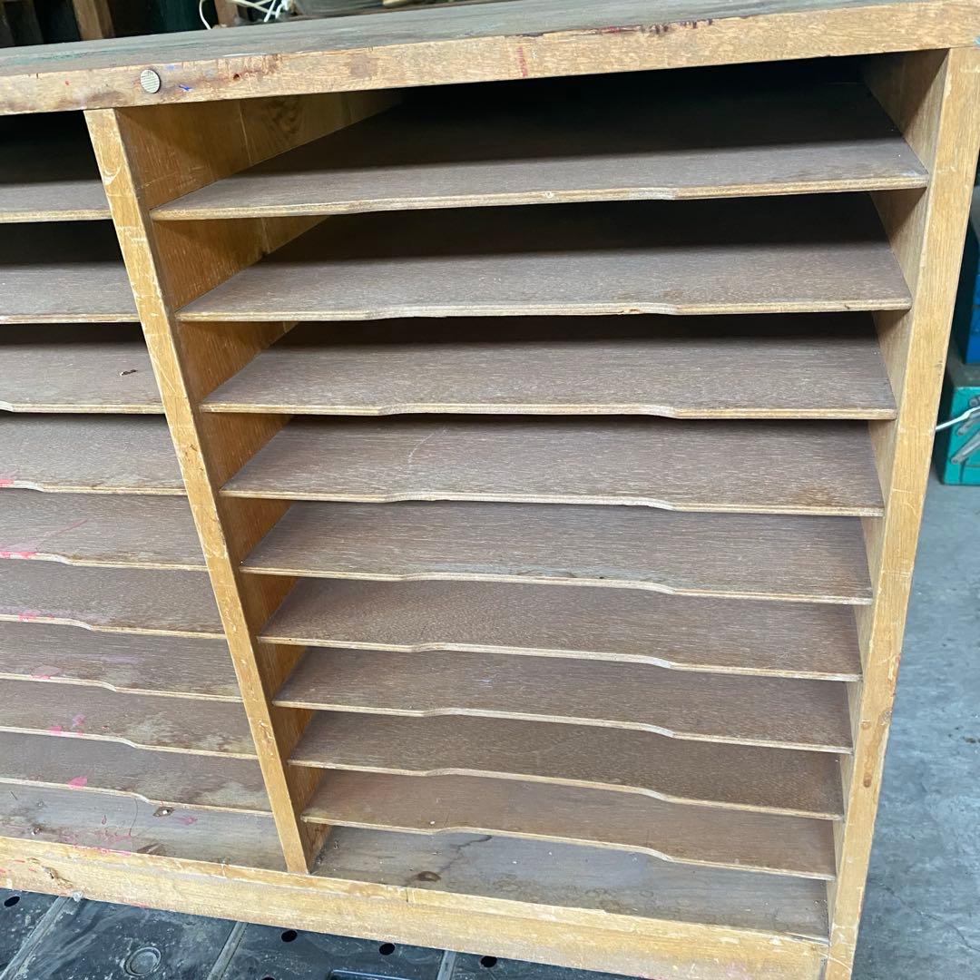 昭和レトロ　絵画棚　木製ラック　126×60×66cm 大型　美術室　学校