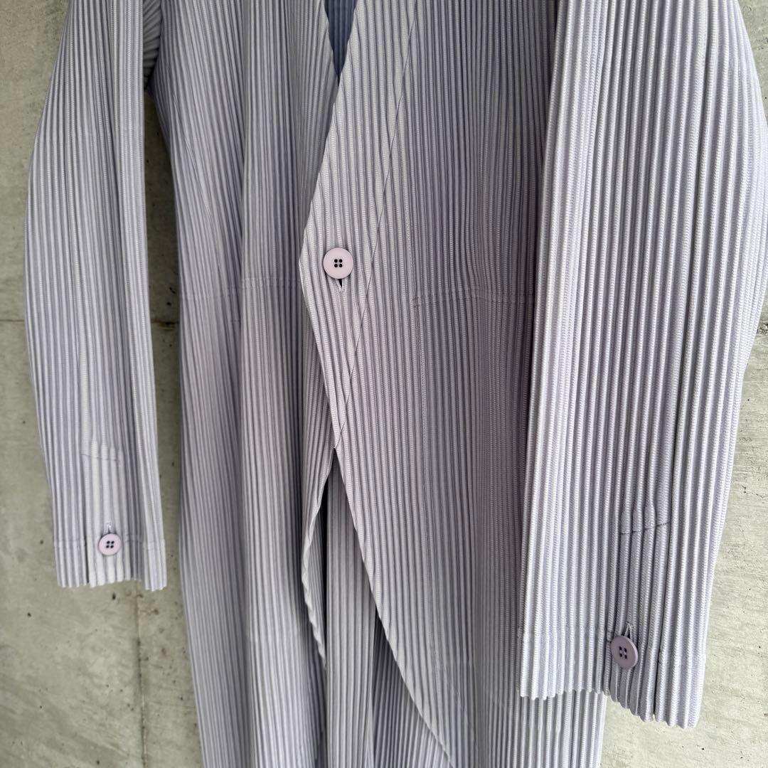 新品 HOMME PLISSE プリーツ テーラード 燕尾 ロングコート 3