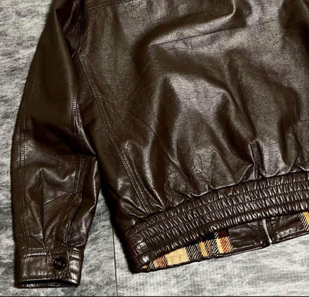 ヴィンテージ レザージャケット ダークブラウン　牛革　短丈
