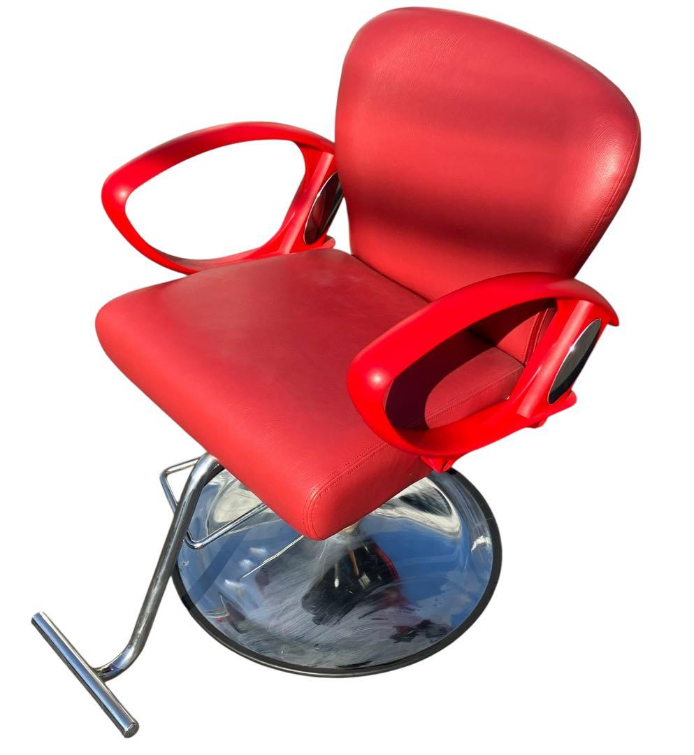 美容室用 セット椅子 スタイリングチェア 油圧昇降式 店舗什器 赤色 レッド