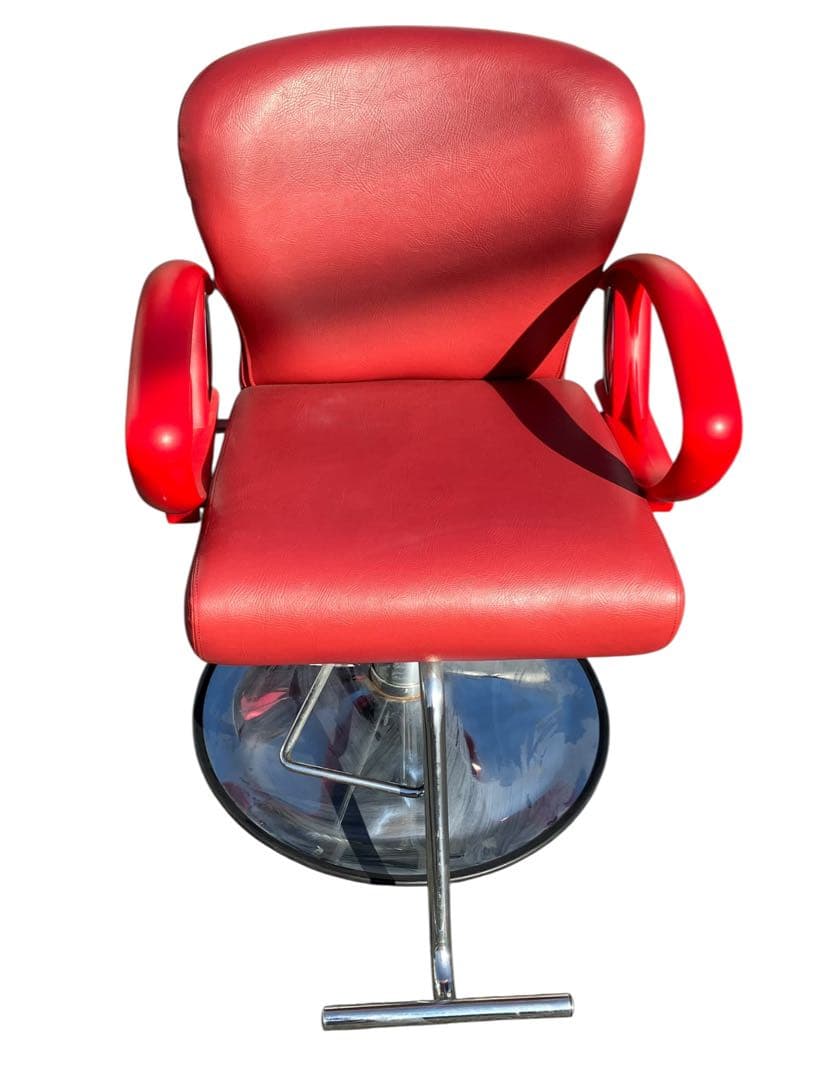 美容室用 セット椅子 スタイリングチェア 油圧昇降式 店舗什器 赤色 レッド