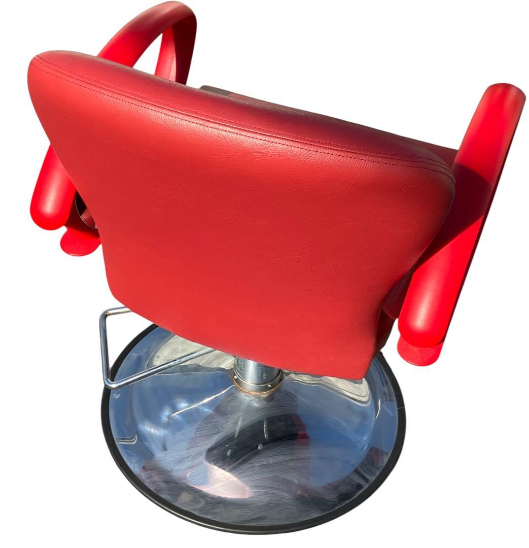 美容室用 セット椅子 スタイリングチェア 油圧昇降式 店舗什器 赤色 レッド